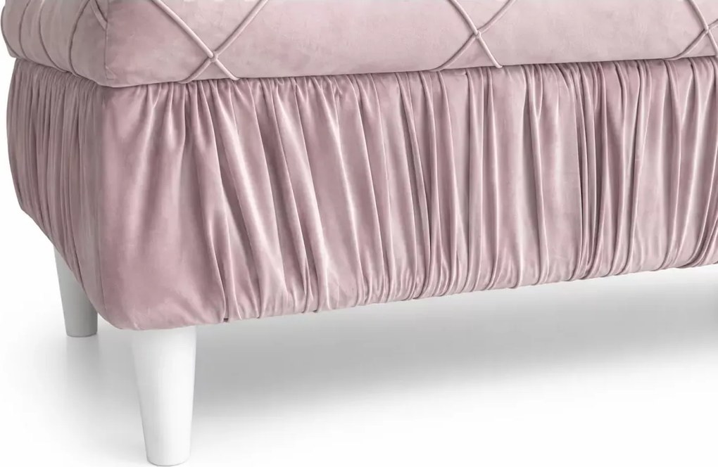 Elegancki tapicerowany podnóżek Cherry 90 cm z funkcją schowka i opcją personalizacji