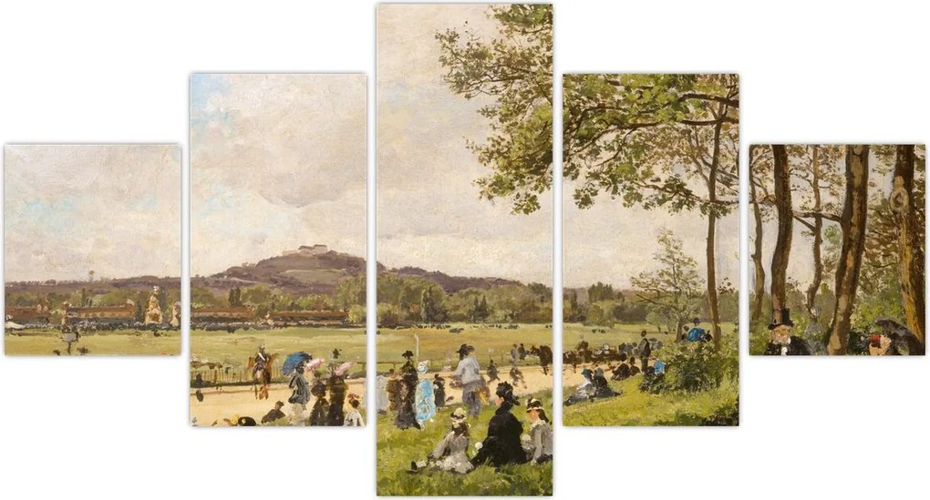 Obraz - French 19th Century, Race Course at Longchamps, reprodukcje (125x70 cm)