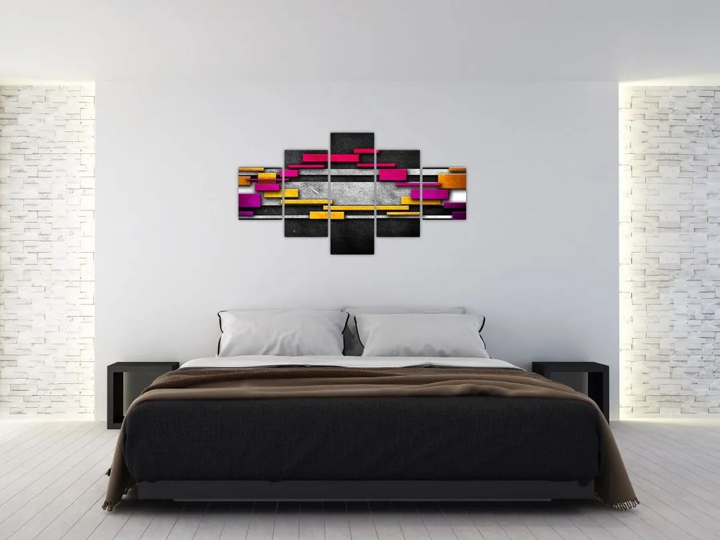 Obraz kolorowej abstrakcji na czarnym tle (125x70 cm)