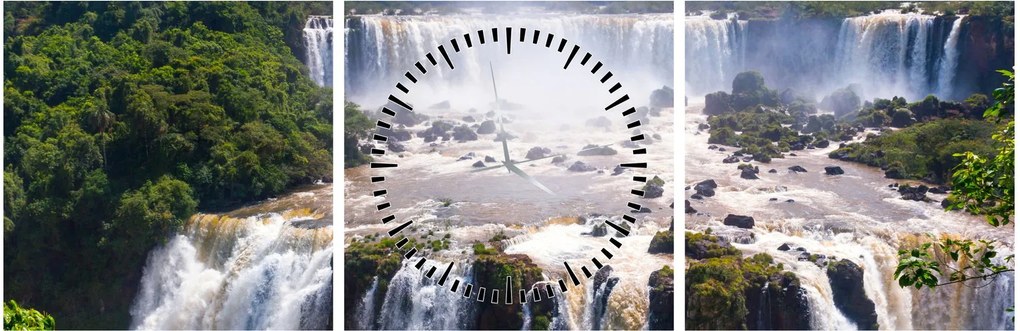 Obraz wodospadu Iguassu (z zegarem) (90x30 cm)