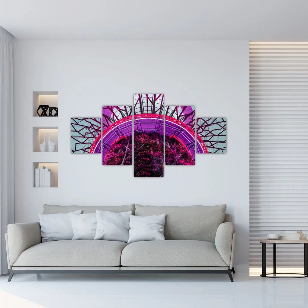 Abstrakcyjny obraz - fioletowe gałęzie (125x70 cm)