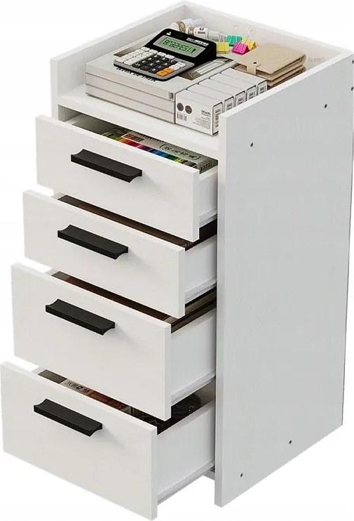 Komoda biała kontenerek pod biurko biurowy regał szafka 4 szuflady wysoka