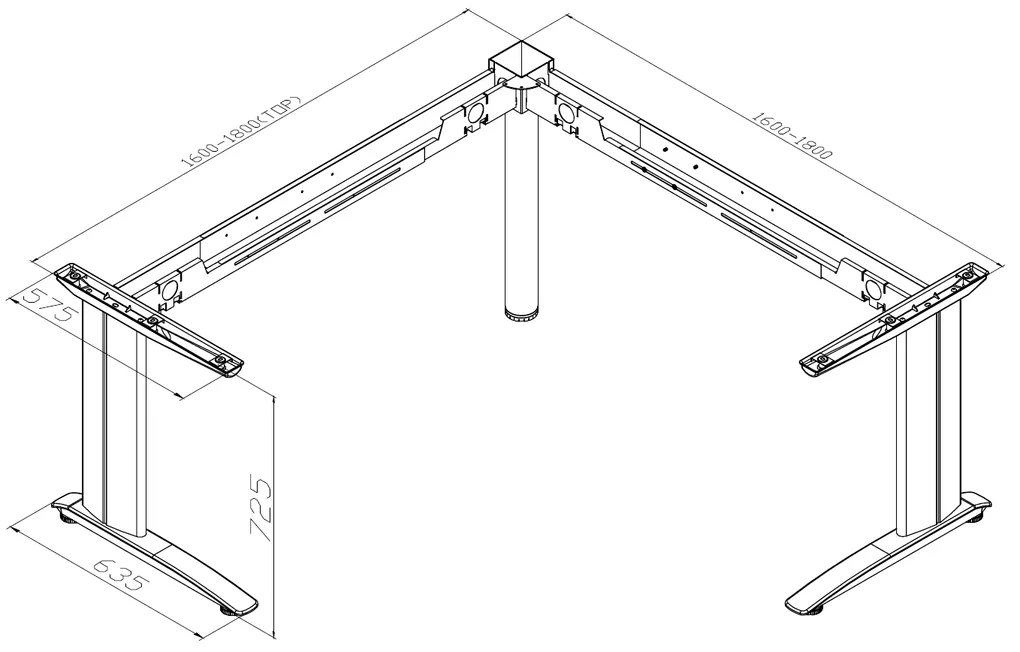 Biurko PRIMO FLEXIBLE 1600 x 1600 mm, szary