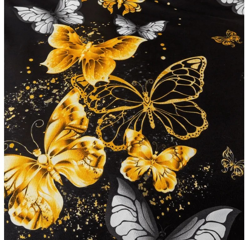 PrzytulneMieszkanie.pl PrzytulneMieszkanie.pl Pościel z mikrofibry GOLD BUTTERFLY czarna Rozmiar pościeli: 2 szt 70 x 90 cm | 200 x 220 cm