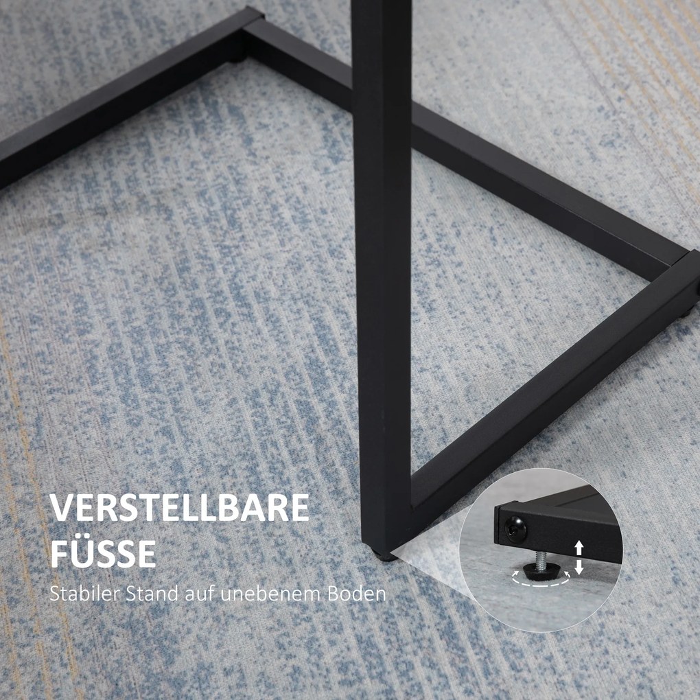 Stół HOMCOM, stolik boczny, zestaw 3, wzornictwo przemysłowe, rama stalowa, brązowy+czarny, 45 x 30 x 60cm