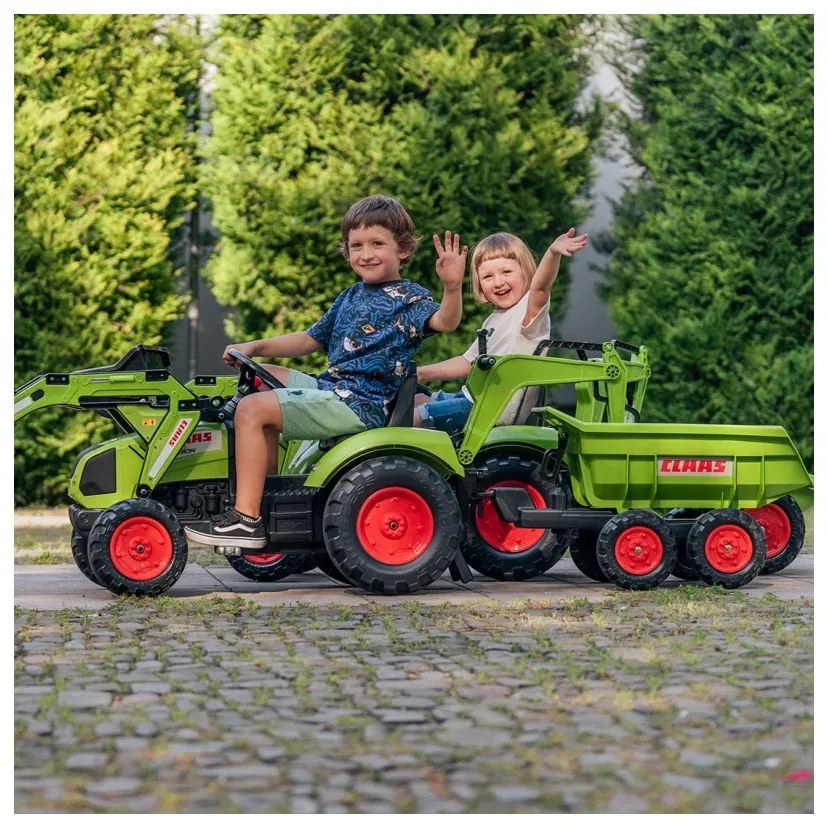 Falk traktor claas avec zielony na pedały z przyczepką od 3 lat