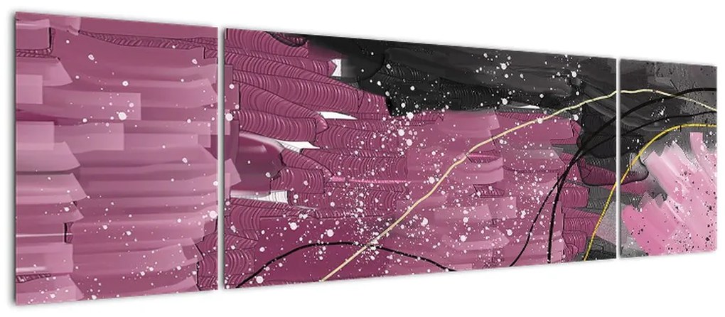 Obraz - Różowo - czarna abstrakcja (170x50 cm)