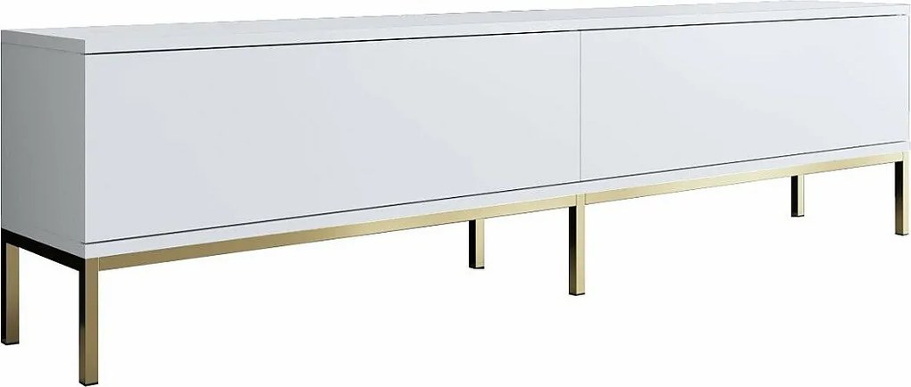 Stojak pod TV – 180 x 47 x 30 cm – Biały i złoty – Płyta wiórowa pokryta melaminą