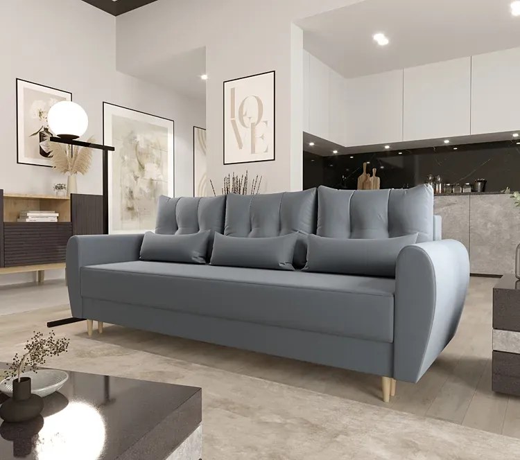 Popielata sofa rozkładana - Sinsiew 3X