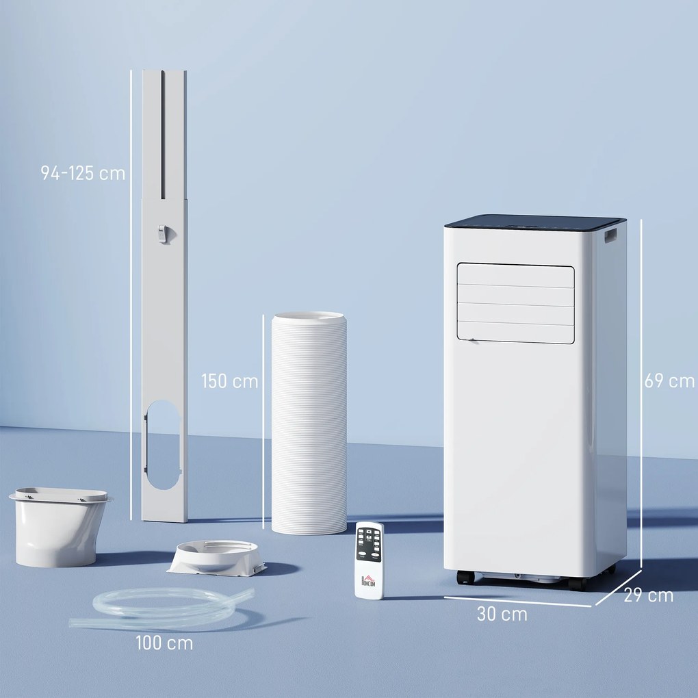 HOMCOM 3-w-1 Klimatyzacja, Wentylator z Wyświetlaczem LED, Zmywalnym Filtrem, Timerem, Biała