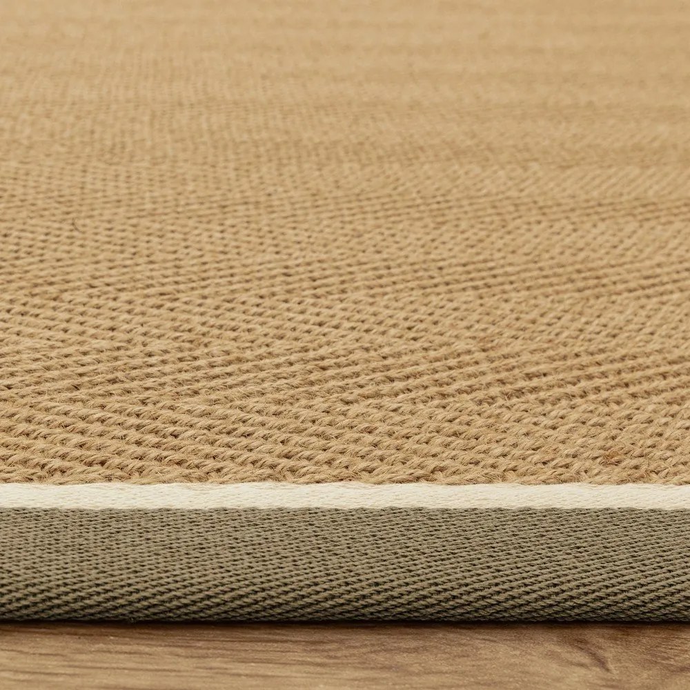 Dywan z juty dwustronny/tkany ręcznie w kolorze khaki/w naturalnym kolorze 240x340 cm Bordo Herringbone Khaki – Asiatic Carpets