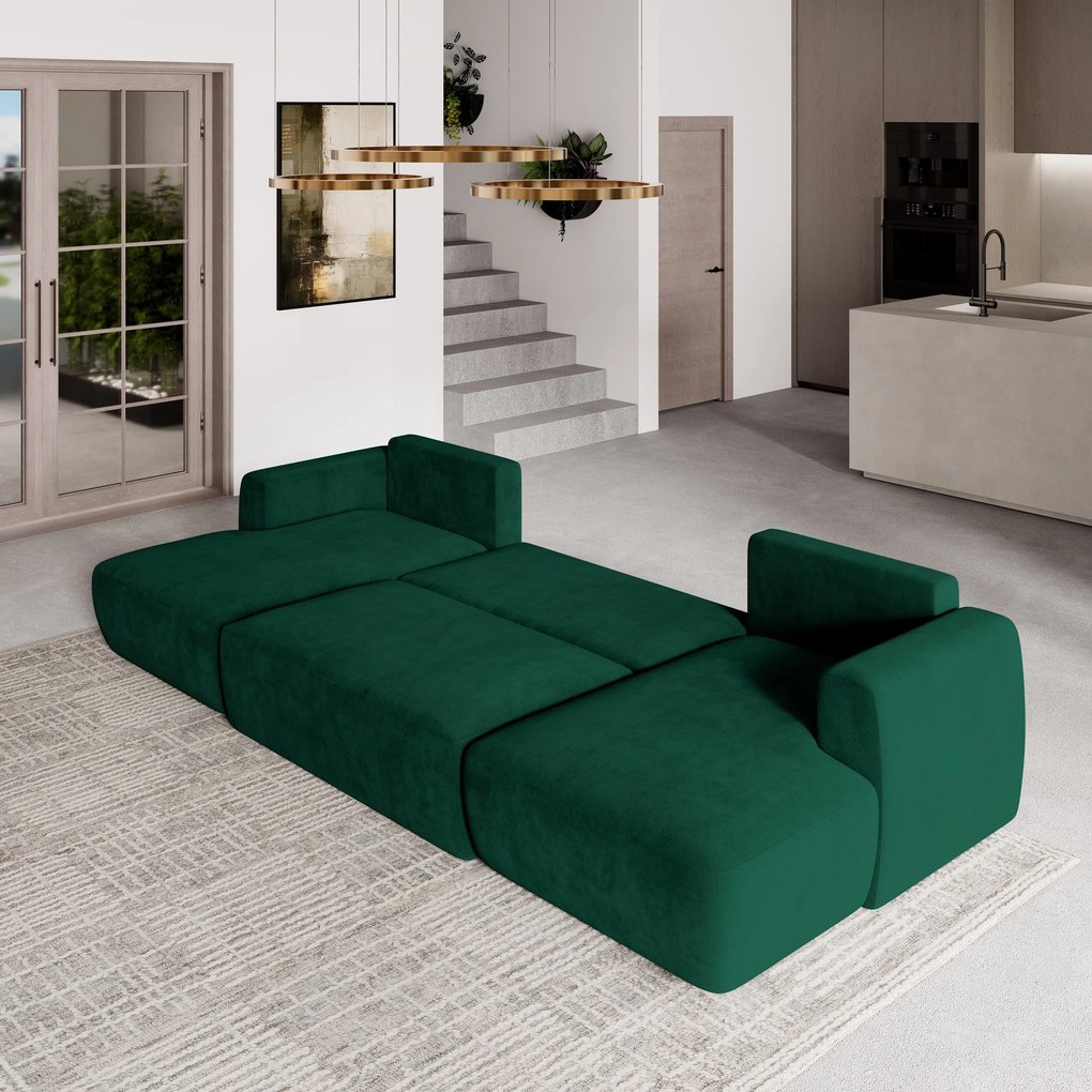 Masseno Narożnik SENTUM z funkcją spania i pojemnikiem na pościel Narozniki U, Rozkładana sofa - Butelkowa zieleń, KRONOS 19