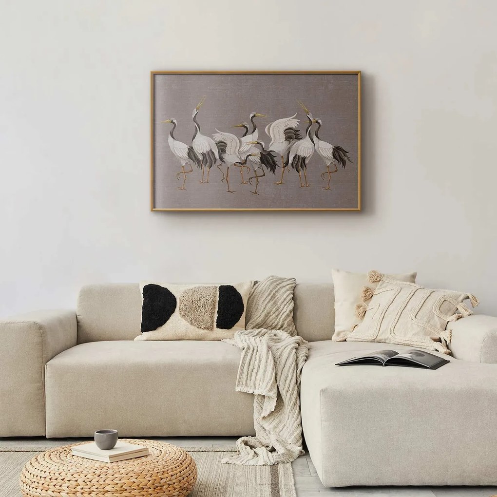 Plakat Taniec żurawi 60x40 cm z ramą złotą bez marginesu ARTGEIST B