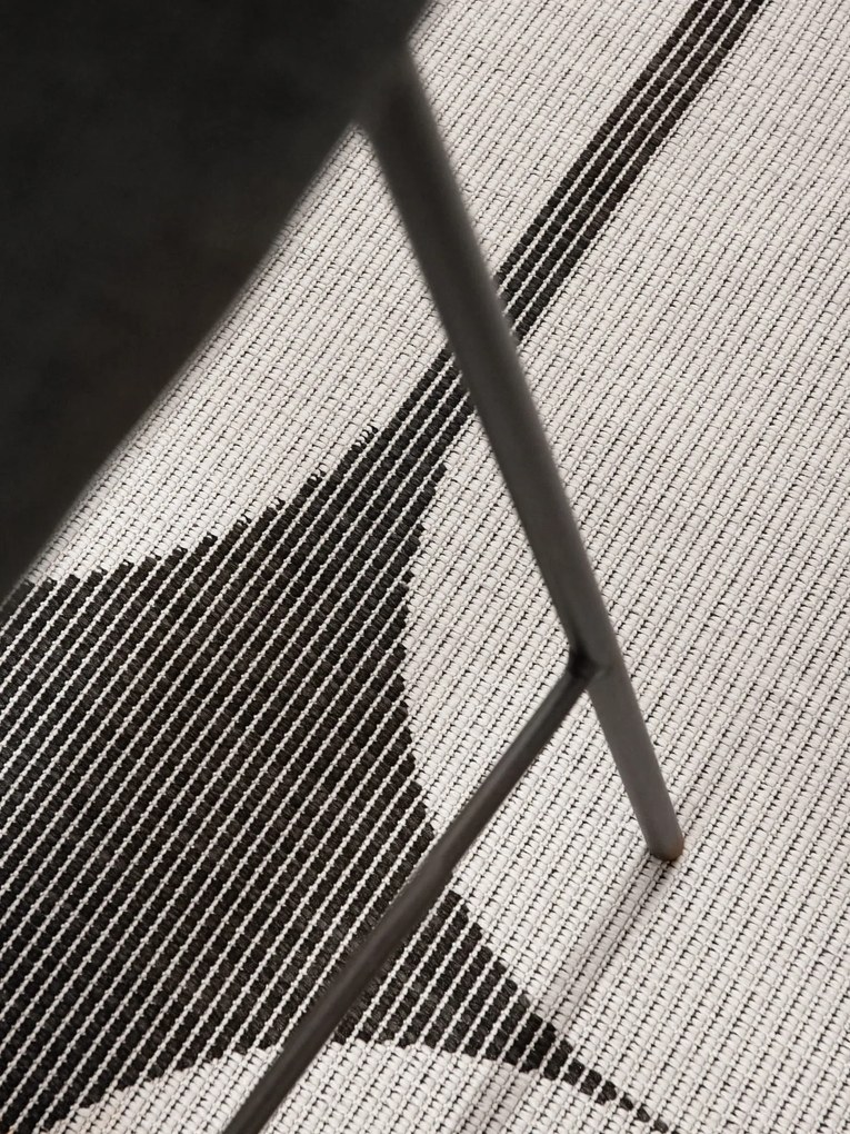 Dywan zewnętrzny dwustronny Duet kremowo-czarny 160 cm x 160 cm koło