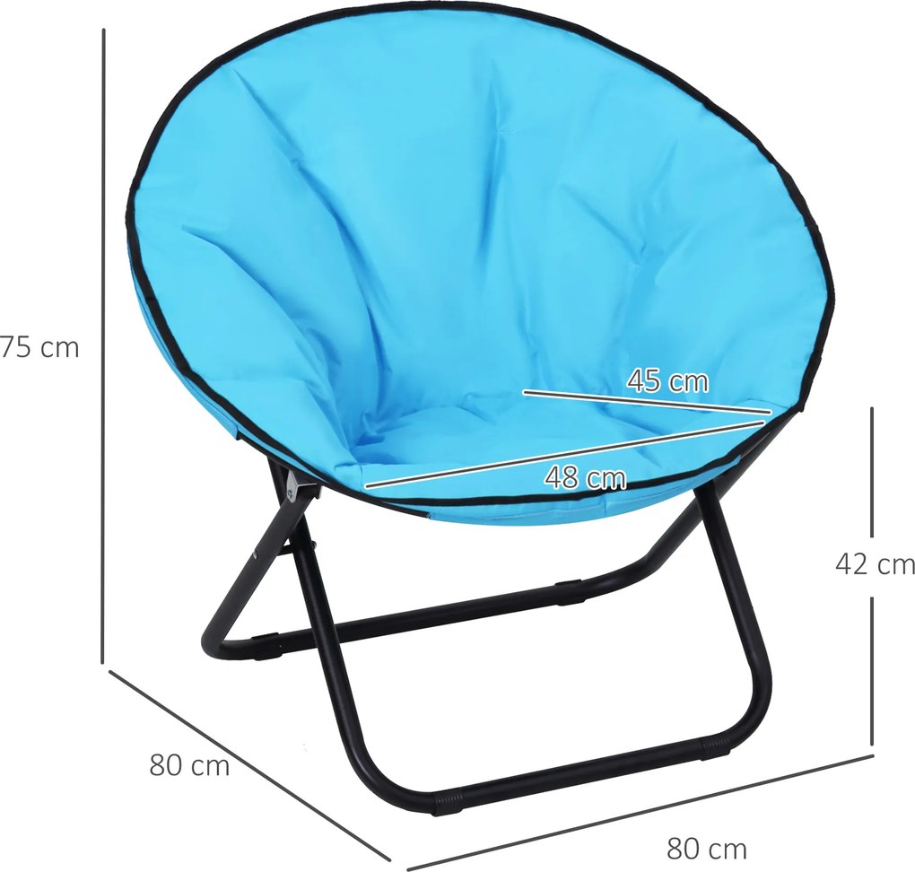 Outsunny Krzesło Składane Kempingowe Ogrodowe Metal Tkanina Oxford Niebieskie 80x80x75cm | Aosom PL
