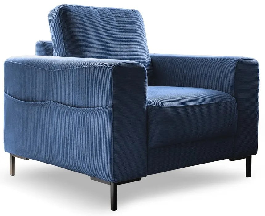 Ciemnoniebieski sztruksowy fotel Lofty Lilly – Miuform