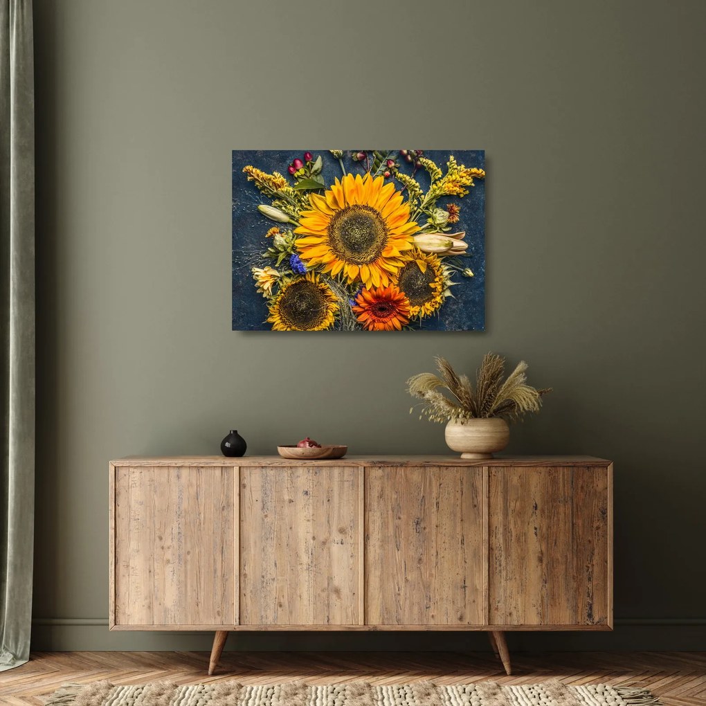 Obraz na szkle - Jesienne kwiaty (70x50 cm)