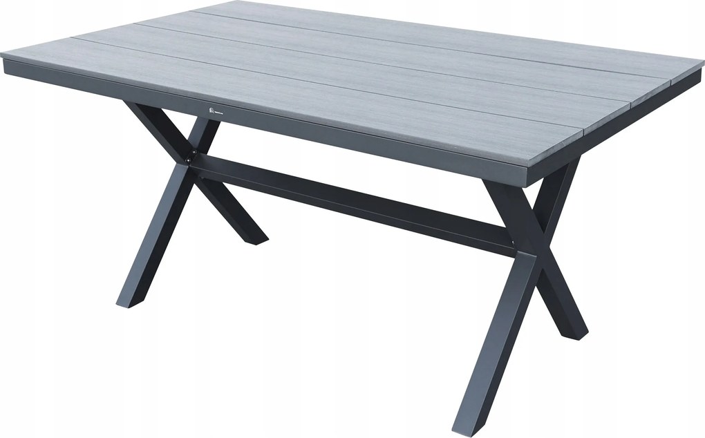 Stół ogrodowy aluminiowy antracyt 150x90x75 trwały blat kompozyt drewniany