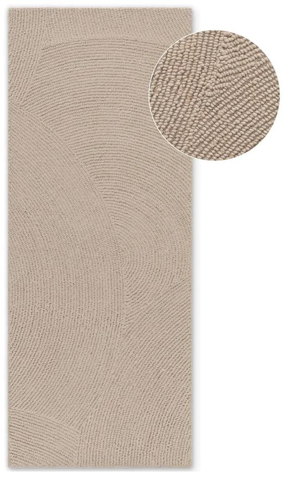 Beżowy wełniany chodnik tkany ręcznie 80x300 cm Calmio – Hanse Home