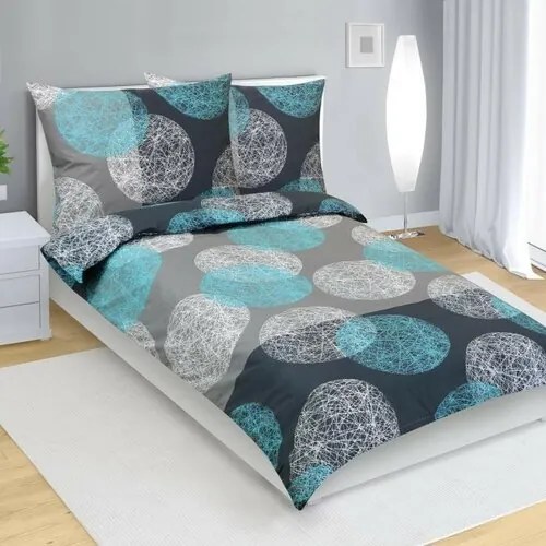 Bellatex Pościel bawełniana Kula turkusowy,  140 x 200 cm, 70 x 90 cm