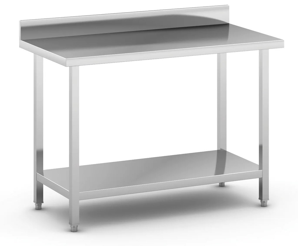 Stół roboczy ze stali nierdzewnej z półką i ogrodzeniem, 1200 x 600 x 850 mm