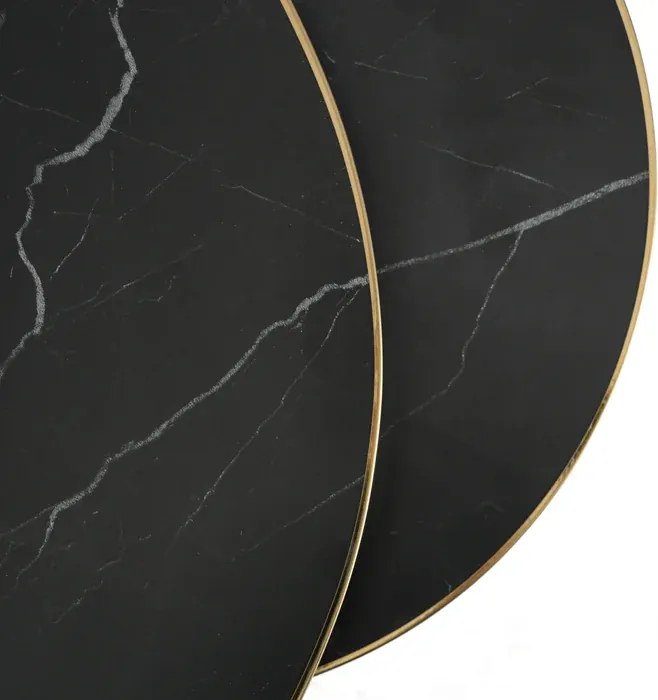 Zestaw Stolików Kawowych ARON 70 cm/50 cm Czarny Marmur Glamour