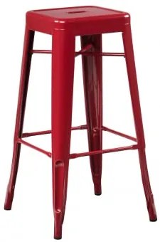 Zestaw 4 Sztaplowanych Wysokich Stołków Stalowych Lix Ruby Red & ↑75 Cm - Sklum