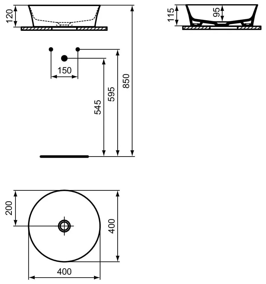 Biała ceramiczna okrągła umywalka ø 40 cm Ipalyss – Ideal Standard