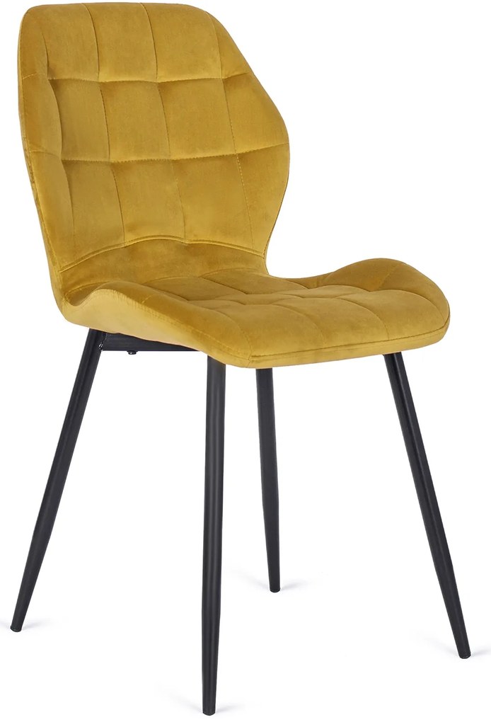Zestaw Stół Okrągły LINO 100 cm Dąb Rustykalny/Czarny i 4 Krzesła Tapicerowane LUCKY Musztardowe Welurowe Nowoczesne Loft