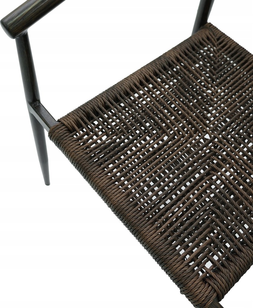 Krzesło Ogrodowe Ciemny brąz 56x61x75 cm Aluminium Plecione Brązowe Sznurki