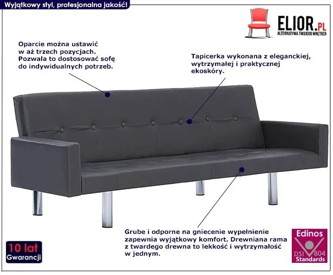 Rozkładana sofa Nesma 2X z podłokietnikami - szara