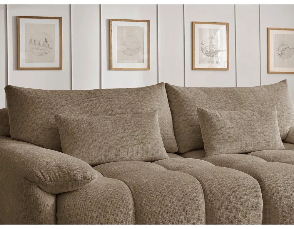 Brązowa sofa z tkaniny szenilowej 264 cm Ivane – Bobochic Paris