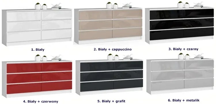 Nowoczesna komoda w połysku z szufladami biały + czarny K8-H66