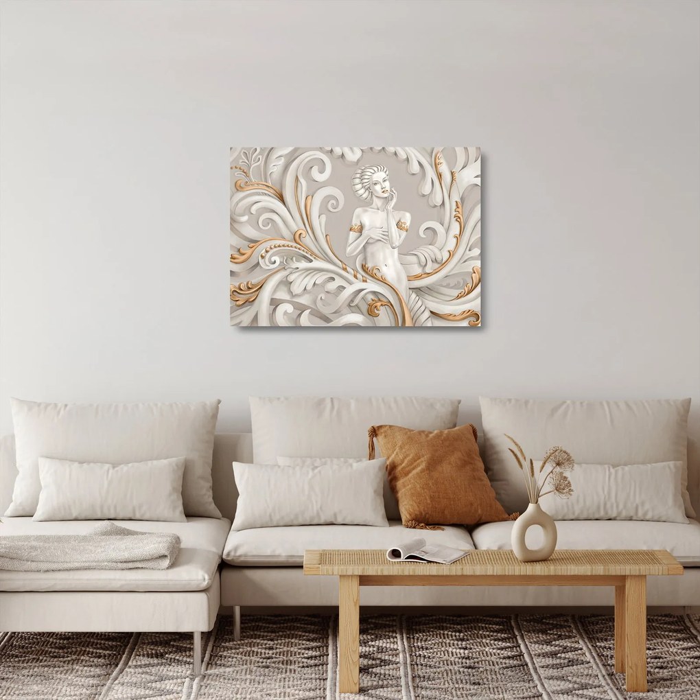 Obraz na szkle bogini na ozdobnym tle (70x50 cm)