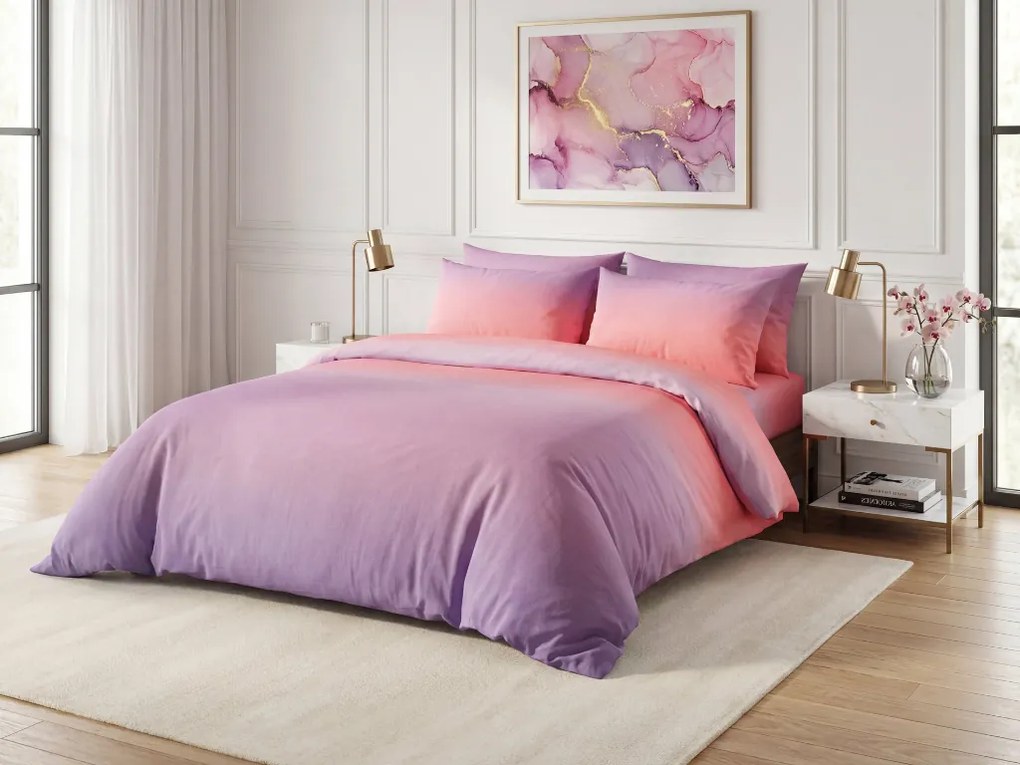 PrzytulneMieszkanie.pl PrzytulneMieszkanie.pl Bawełniana pościel OMBRE fioletowo-różowa Rozmiar pościeli: 70 x 90 cm | 140 x 200 cm