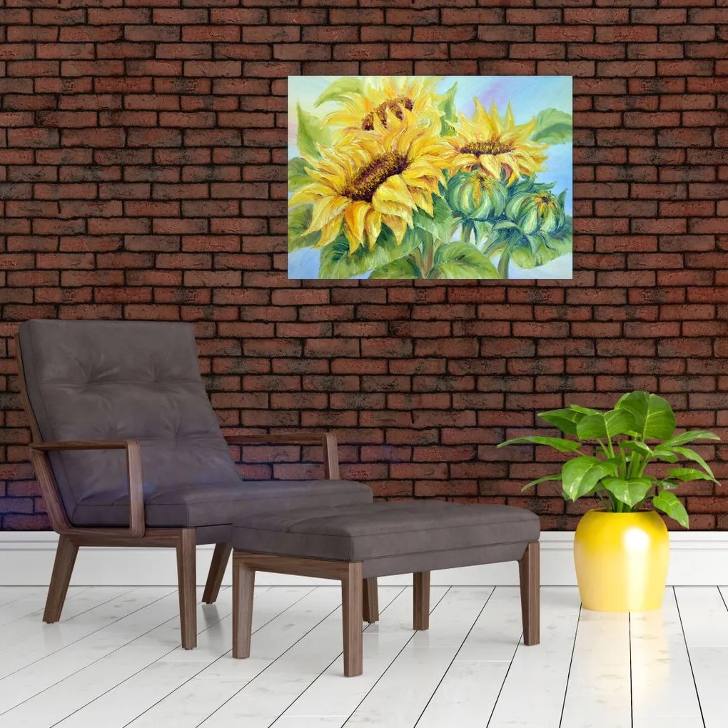 Obraz kwitnących słoneczników (70x50 cm)