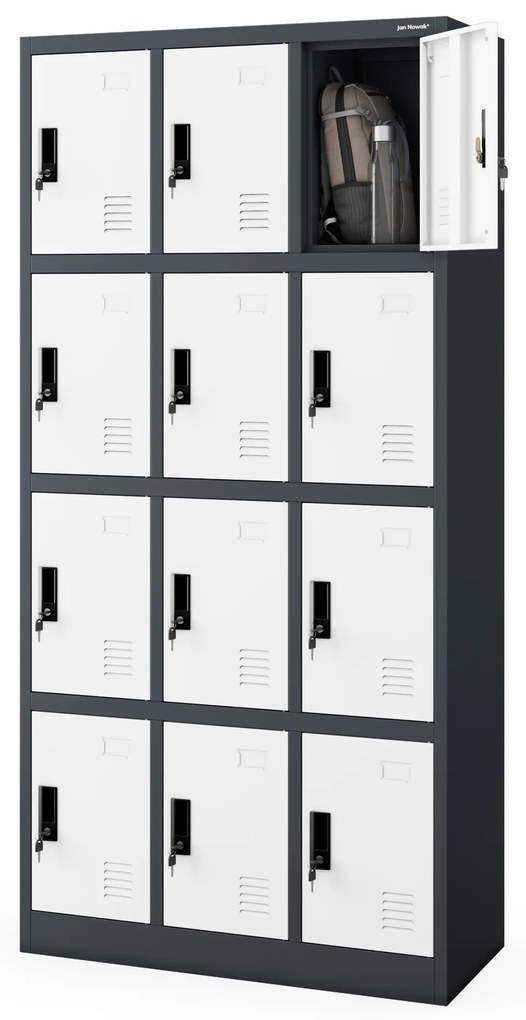 Szafka skrytkowa socjalna BHP antracytowo-biała: MARCIN, 900 x 1850 x 400 mm