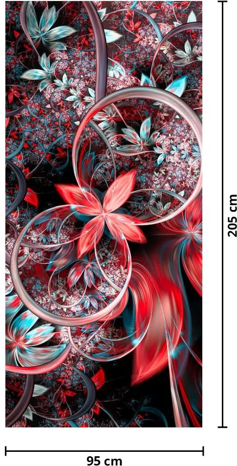 Fototapeta na drzwi - Abstrakcja egzotycznych kwiatów (95x205cm)