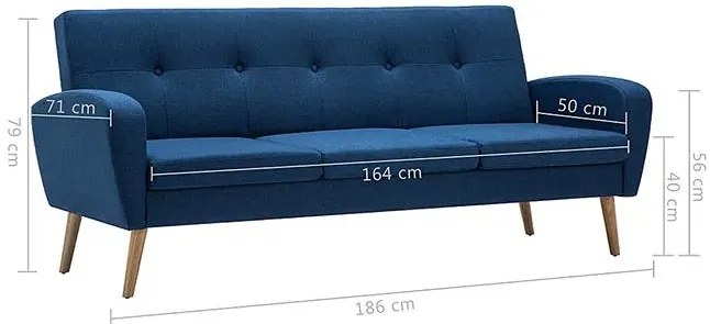 Trzyosobowa sofa pikowana niebieska L3-L91