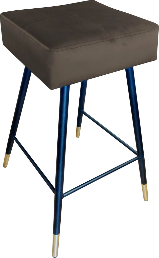 Hoker MAX krzesło barowe tkanina Welur podstawa metalowa : Kolor nogi - Czano-złota stożek, Kolor tkaniny - VELVET - MG05, Typ siedziska - Siedzisko stałe