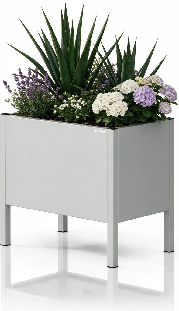 Osłona donica na kwiaty metalowa mała szara, 400x350x250 mm: DAISY