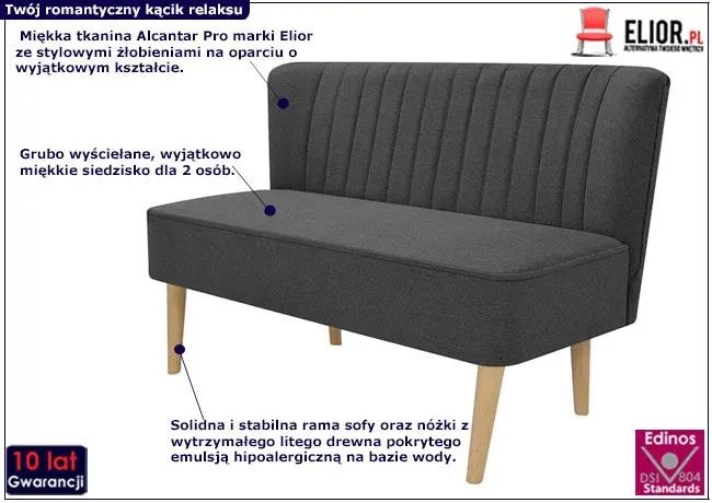 Romantyczna sofa Lernes - grafitowa