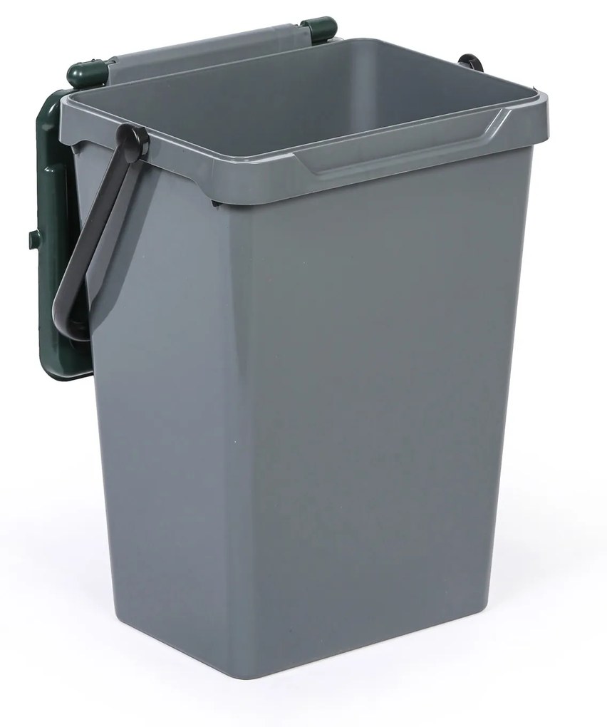 Kosz plastikowy na śmieci do segregacji, 35 l, szary + ciemnozielony