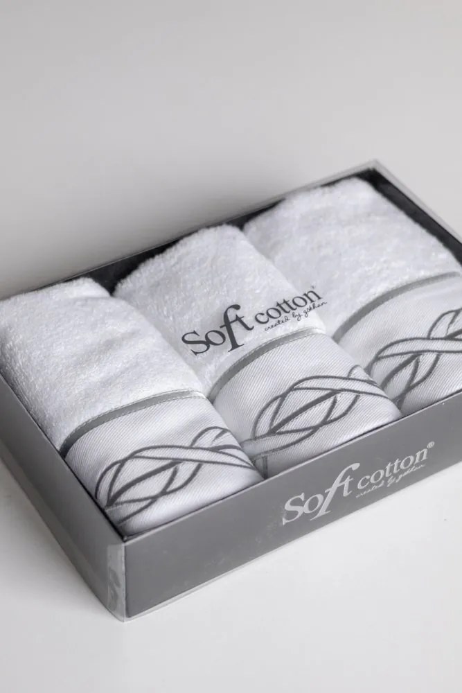 Zestaw podarunkowy małych ręczników VITA, 3 szt Biały / beżowy haft