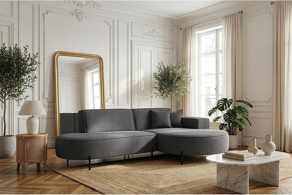 Narożnik Parma Studio Hills, do salonu, tkanina Quelle, prawy, szary (92)