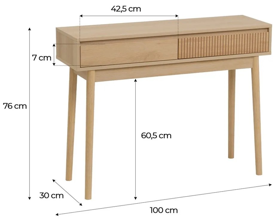 Konsola w naturalnym kolorze 30x100 cm Iona – Casa Selección
