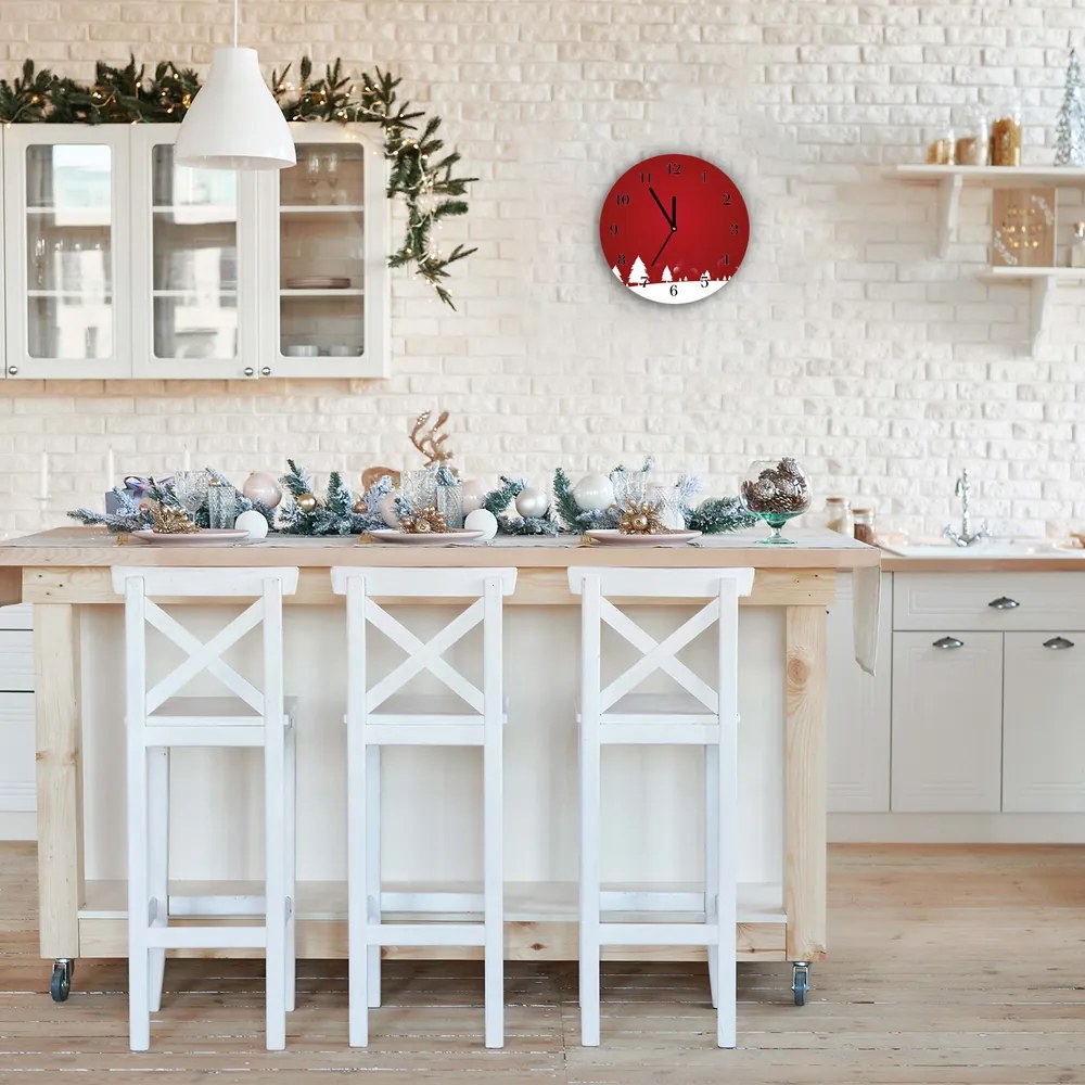 Zegar ścienny Choinki Święta Płatki Śniegu