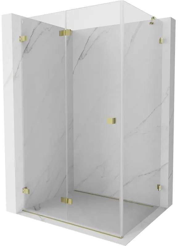 Mexen Lunar-F kabina prysznicowa składana lewa 100 x 90 cm, transparent, złota - 836-100-090-50-00-L