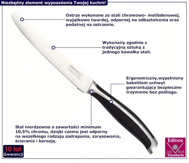 Ząbkowany nóż do smarowania i cięcia ze stali G8-P56