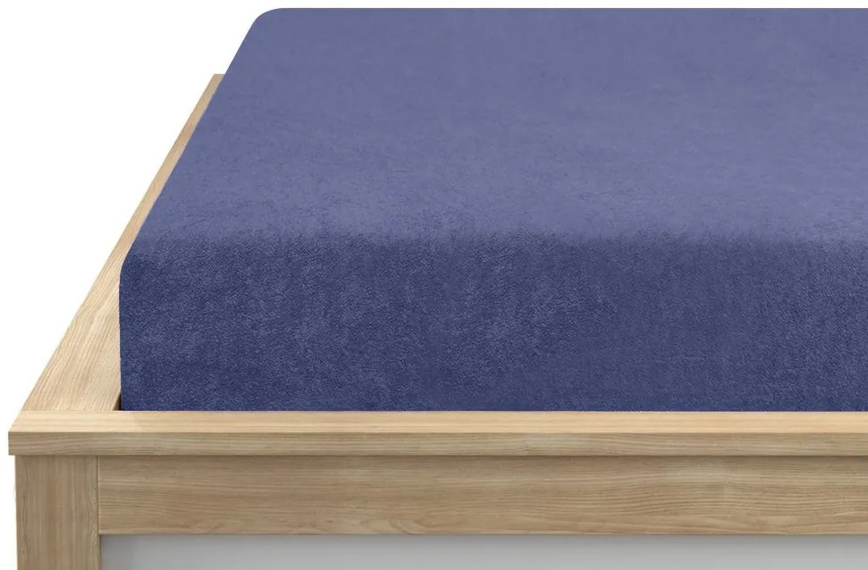 PrzytulneMieszkanie.pl Prześcieradło frotte granatowe 200 x 220 cm